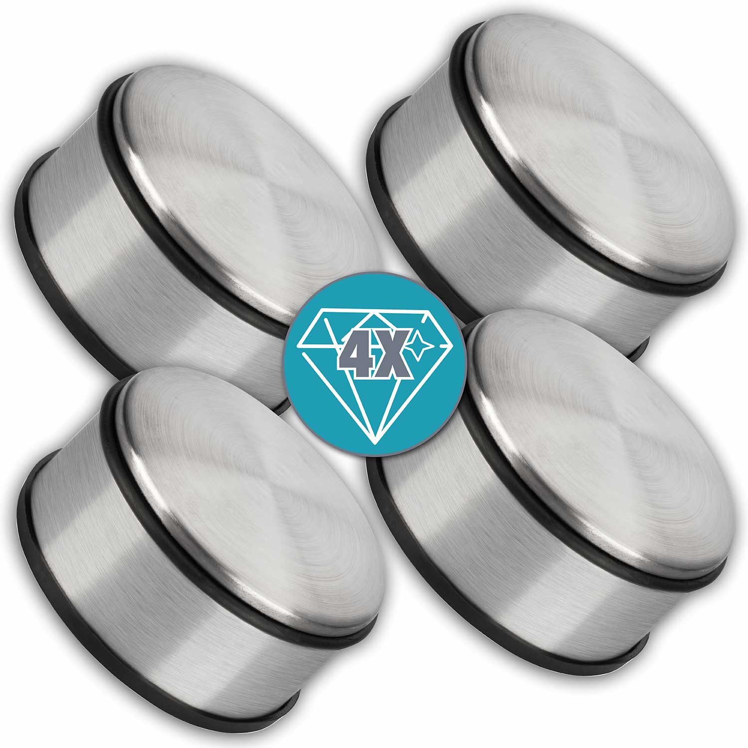 Goods+Gadgets Türstopper DIMONO Türstopper Edelstahl – Türhalter mit Gummiring 4er Set (Türhalter mit Gummi Ring, 4 St., 11x6cm & 7x6 cm), 1,2kg