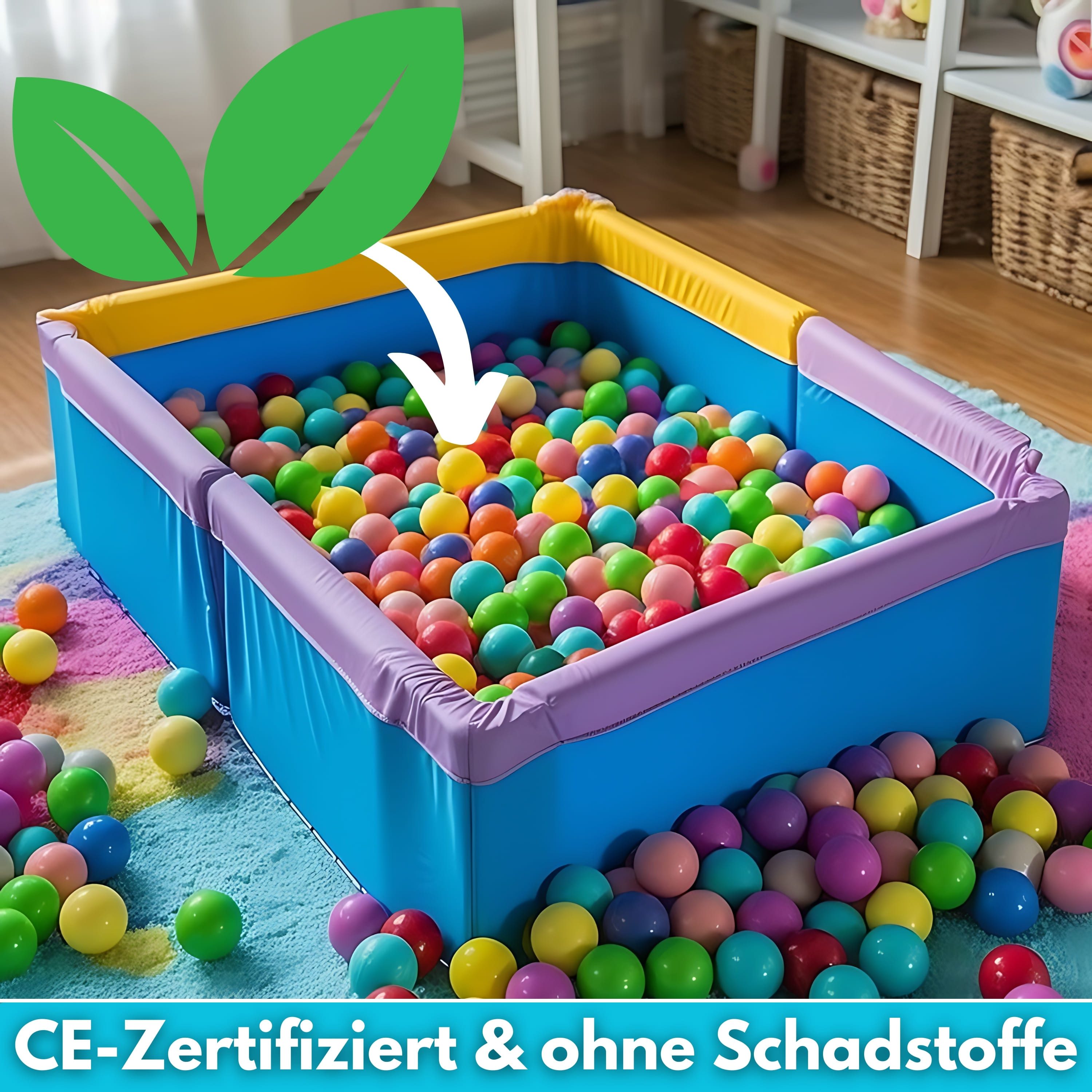 ecosa Bällebad-Bälle EO-1091 100 Stk. (Set, 100er-Pack OHNE Absperrung oder Bällebäder), 100 Stück,ø 6 cm,Zertifiziert,Keine Schadstoffe