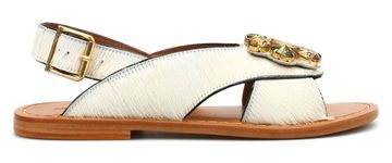 MARNI Marni Leather Cow Pony Hair Jeweled Sandals Slingback Schuhe Flats Sho Sandale