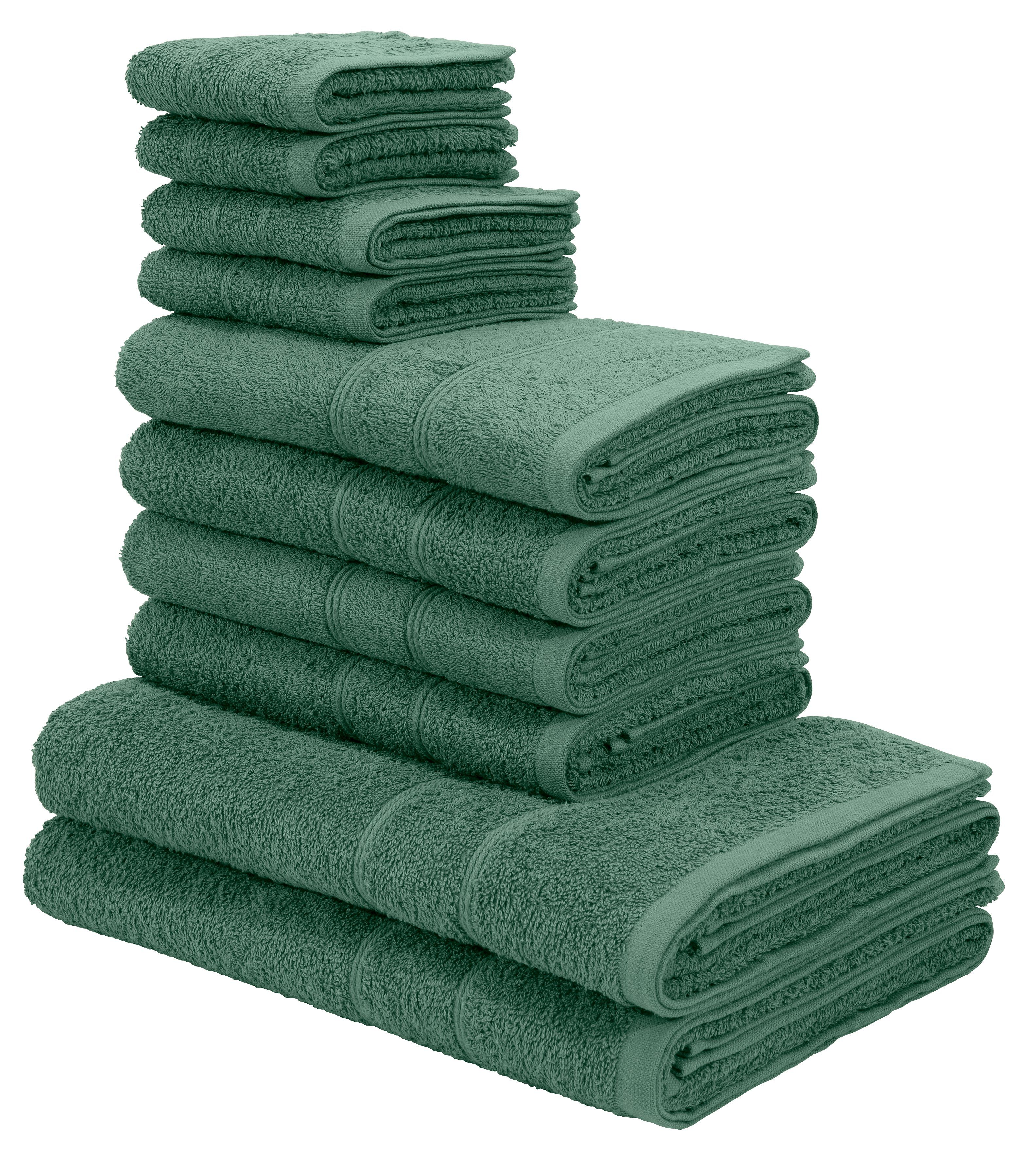 OTTO home Handtuch Set Inga, 3 Qualitäten, Duschtücher, Handtücher, Gästetücher, Seiftücher, Walkfrottier (10-St), Handtücher mit feiner Bordüre, 100% Baumwolle