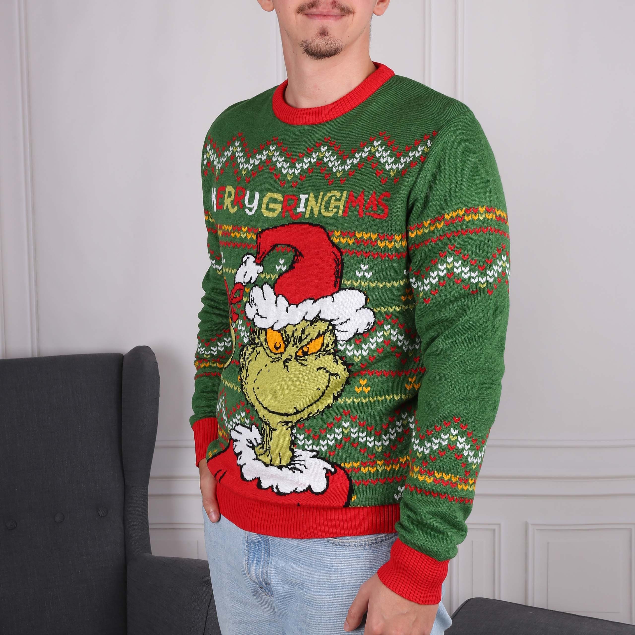 Sarcia.eu Weihnachtspullover Grinch Grüner Weihnachtspulli, unisex, warm XS