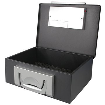 HMF Geldkassette kleiner Tresor mit Elektronikschloss, Dokumentenkasette für sichere Aufbewahrung von DIN A4 Dokumenten
