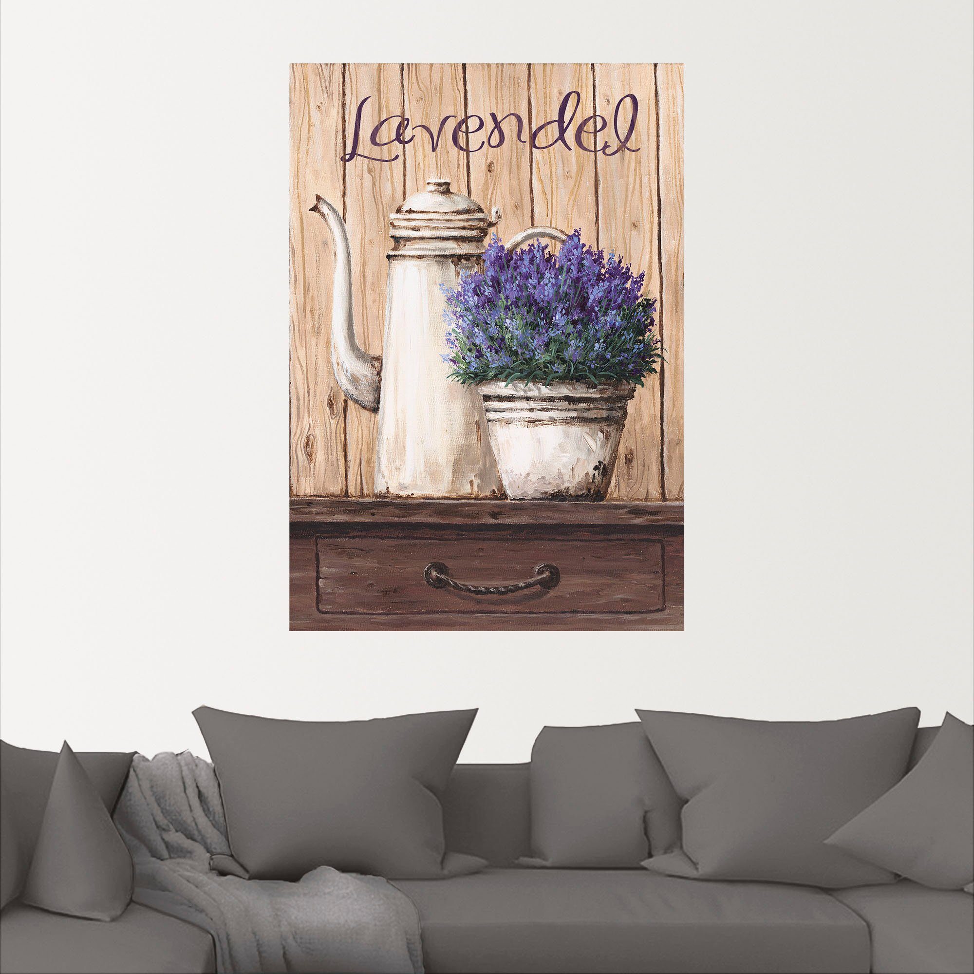 Poster Größen Töpfe Lavendel, Wandbild als Alubild, oder (1 St), Leinwandbild, Wandaufkleber Artland & Vasen versch. in