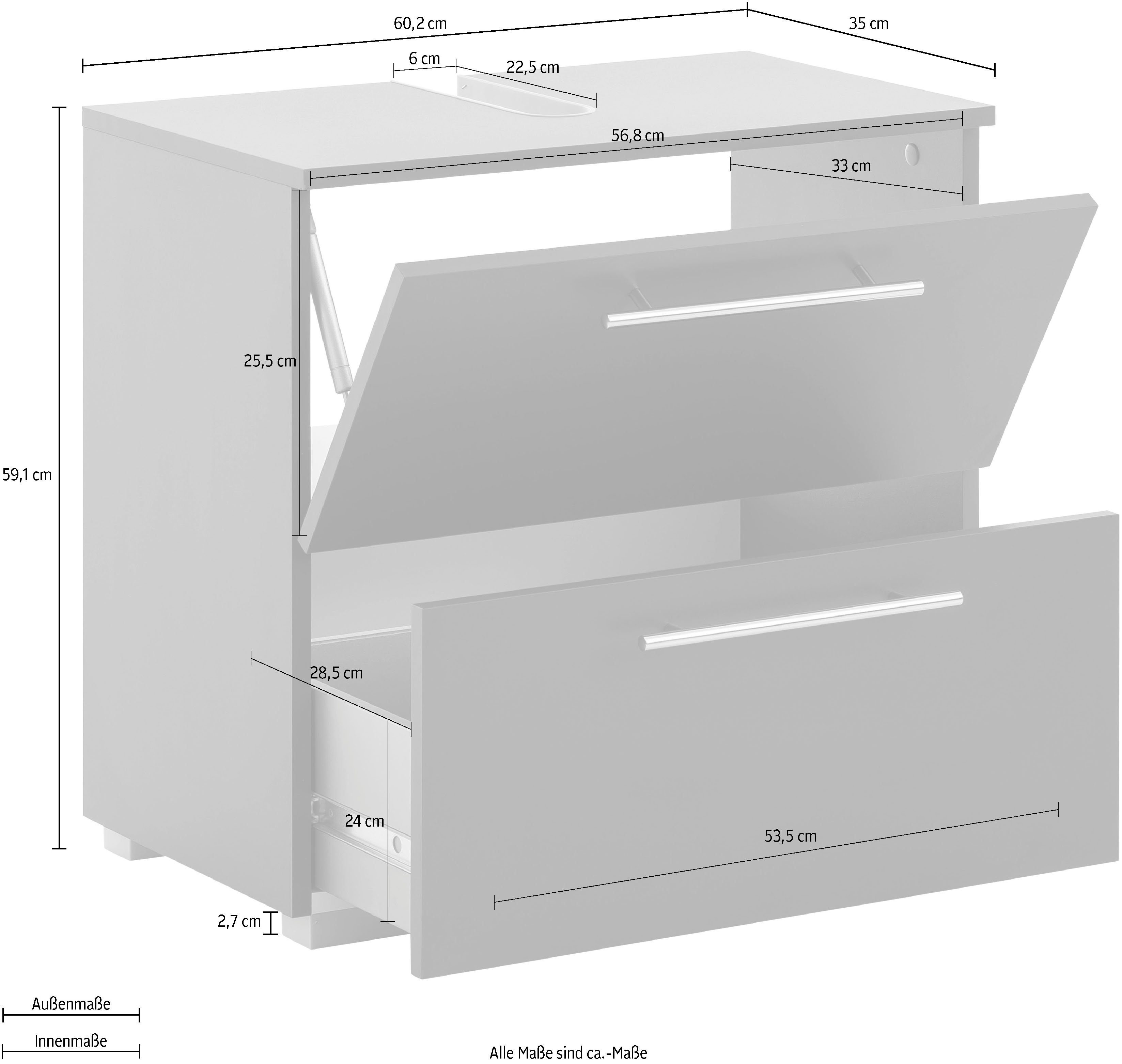 welltime Waschbeckenunterschrank Breite 60 cm – Bild 4 von 5