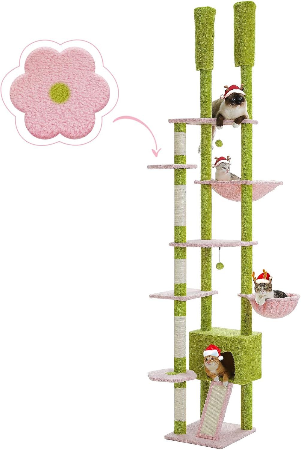 Purpurra Kratzbaum Höhenverstellbar mit Blättern/Champignon, Hängematte, günstig online kaufen