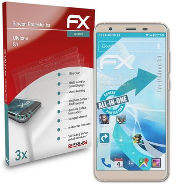 atFoliX Schutzfolie Displayschutzfolie für Ulefone S1, (3 Folien), Ultraklar und flexibel