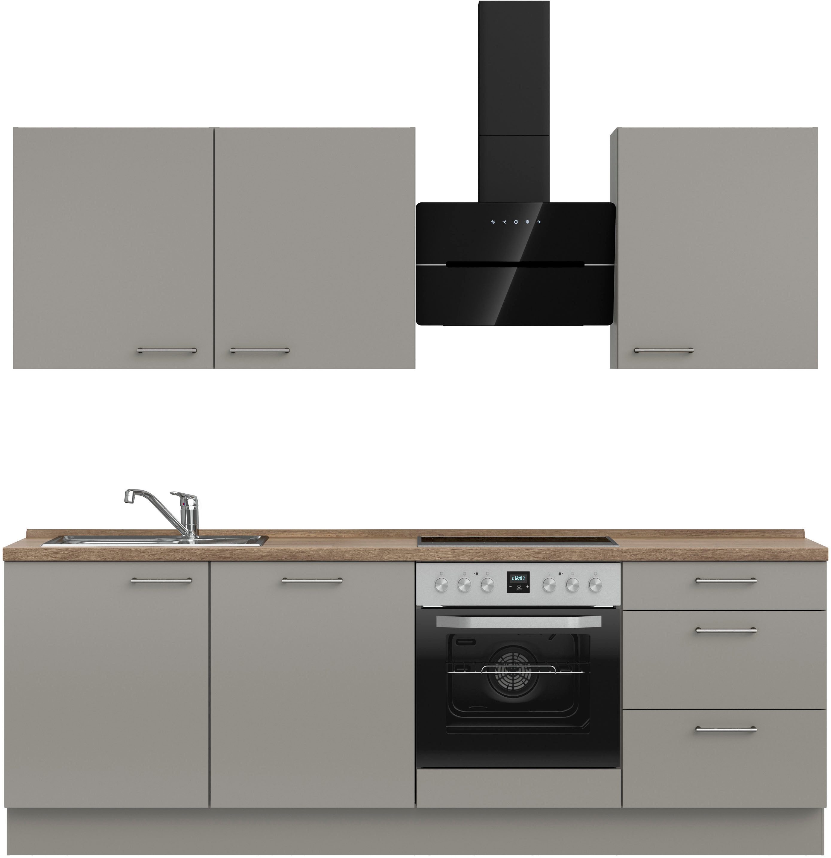 nobilia® Küchenzeile "Laser II", Ausrichtung wählbar, Breite 240 cm, vormontiert, wahlw. mit unterschiedlichen E-Geräten-Sets