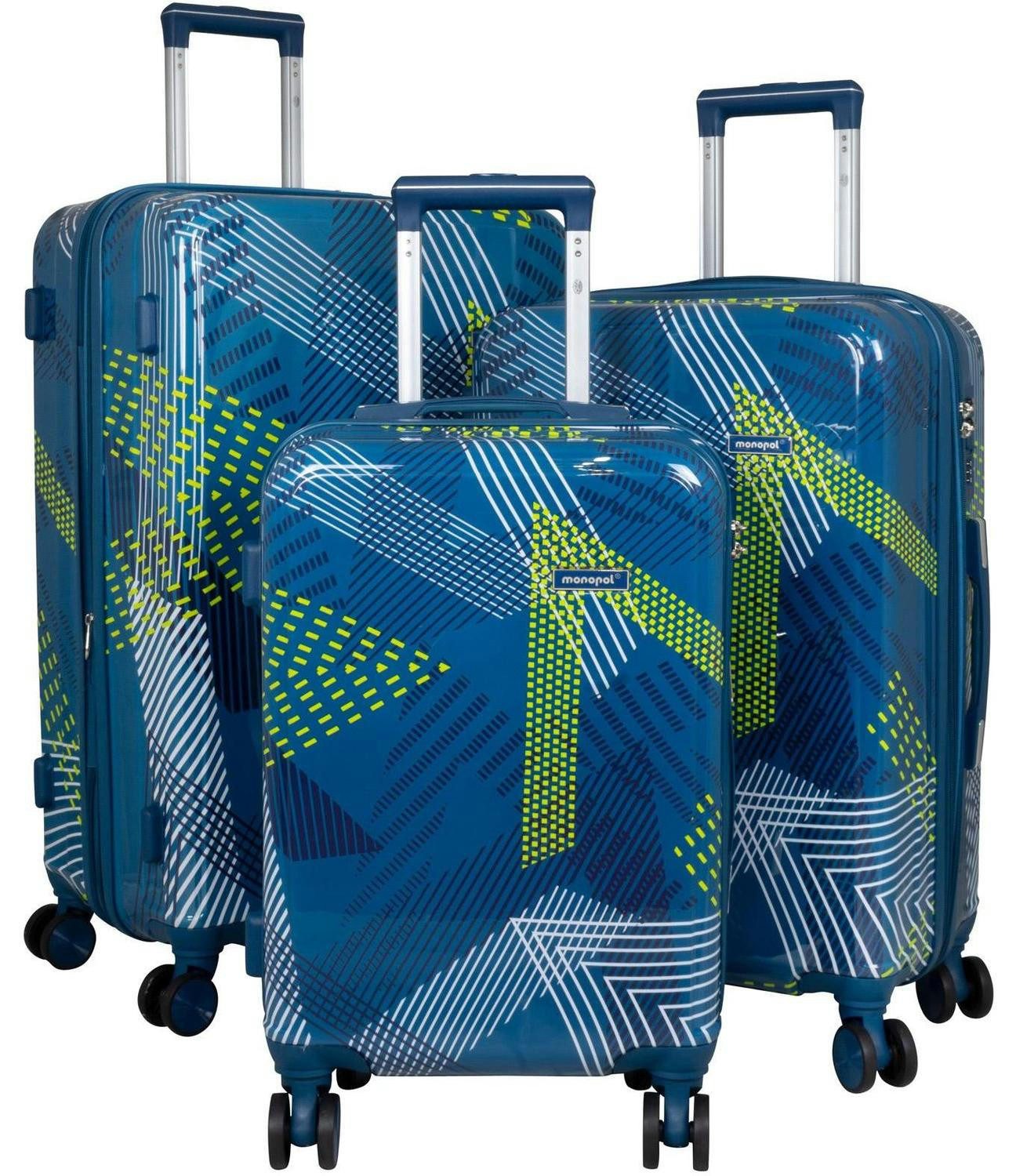 Warenhandel König Trolleyset Ravenna, 4 Rollen, (3tlg. Set mit den Größen M, L und XL, 3 tlg., Hartschalen Trolley Set), Dehnfalte für Gr. L und XL, farbig abgestimmte Griffe und Rollen