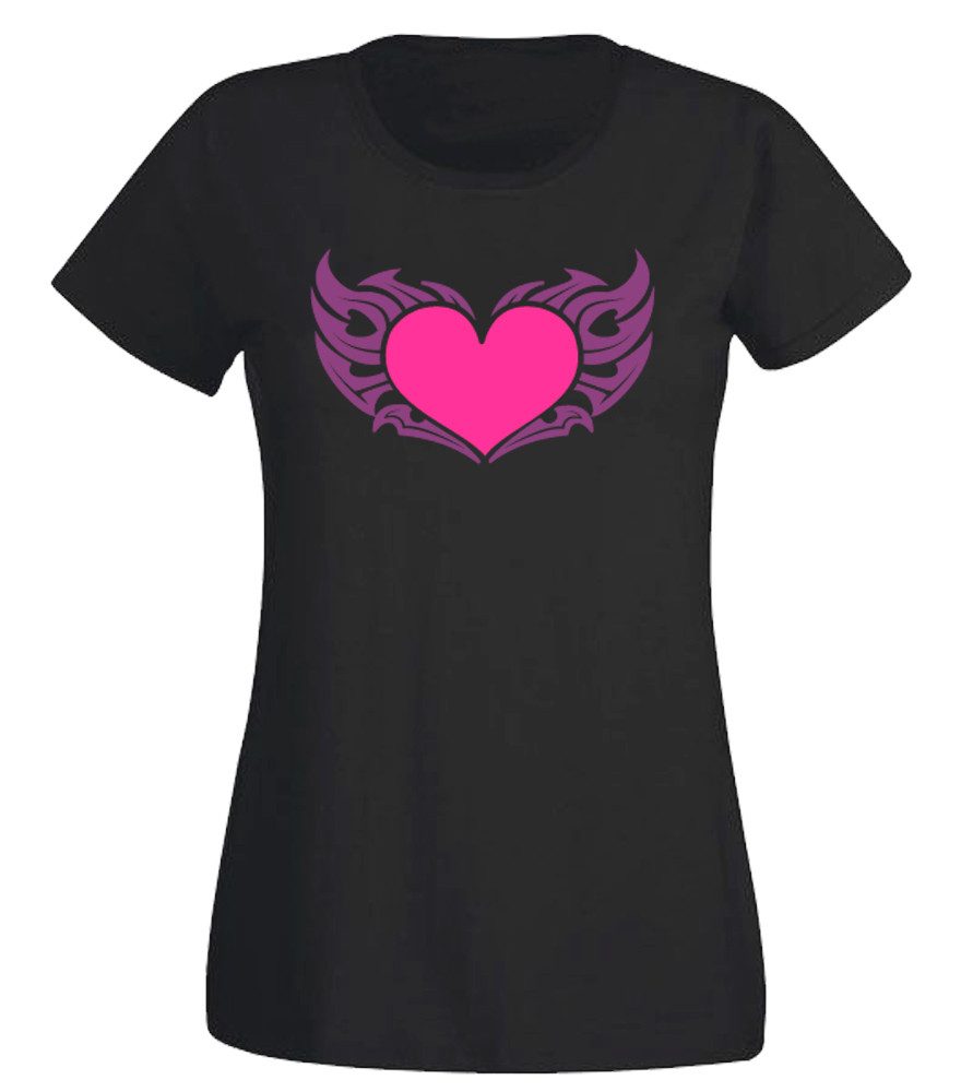 G-graphics T-Shirt Herz mit Flügeln Slim-fit Damen T-Shirt aus unserer Pink-Purple-Collection