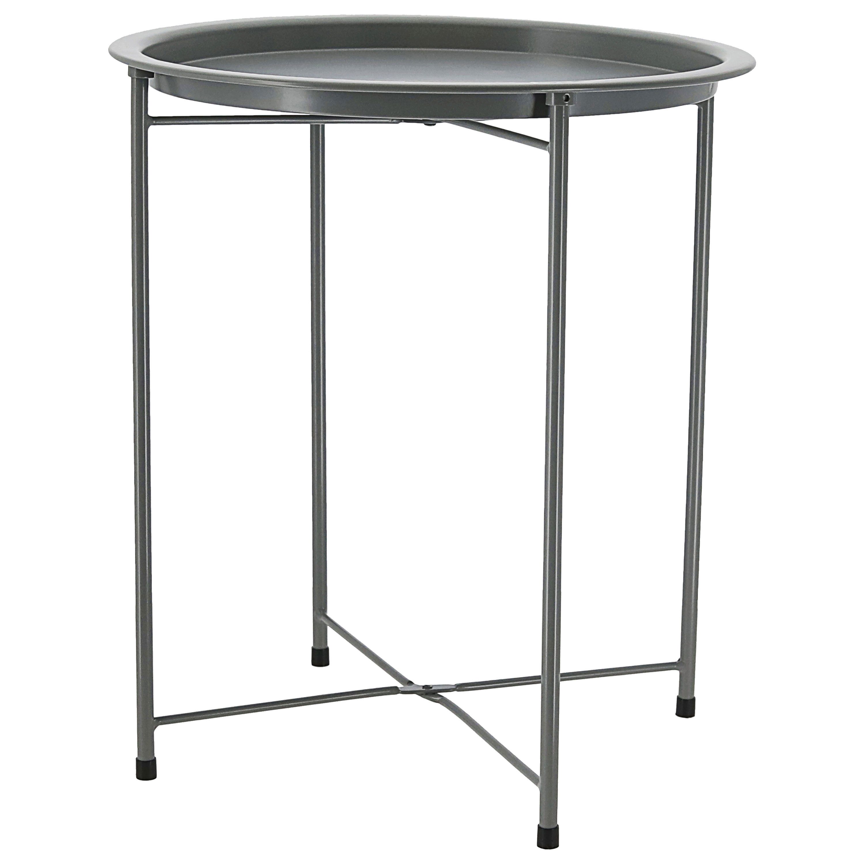 CEPEWA Beistelltisch Beistelltisch grau rund Eisen PVC 37x42,5cm Tisch Industriedesign