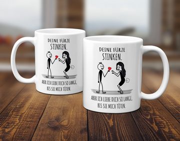 TASSENKING Tasse, Deine Fürze stinken, aber ich liebe Dich (sie pupst)