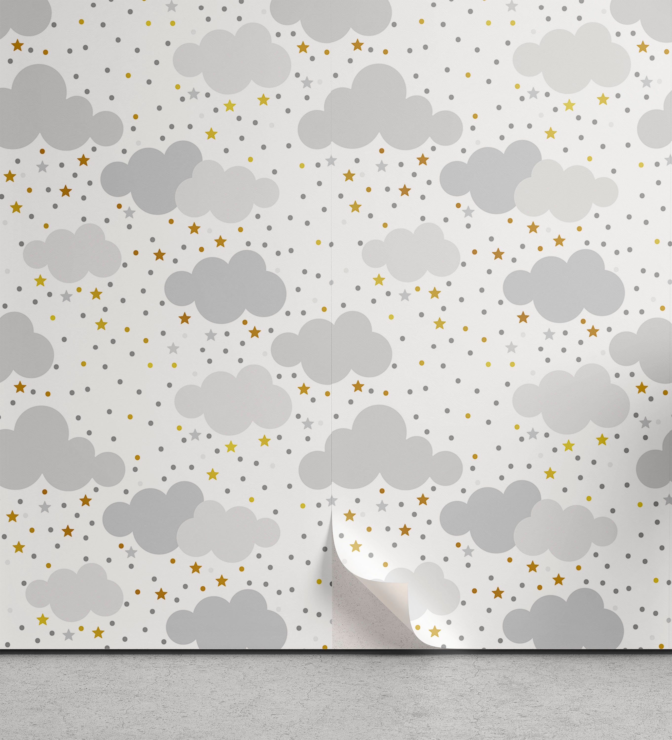 Abakuhaus Vinyltapete selbstklebendes Wohnzimmer Küchenakzent, Wolken Dreamy Himmel mit Punkten Sterne
