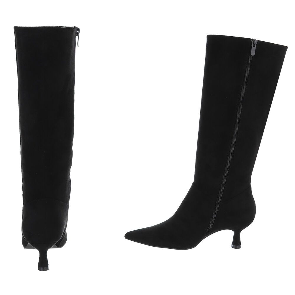 Ital-Design Elegante spitze Stiefel mit flachem Absatz für Damen Stiefel (90515108) Pfennig-/Stilettoabsatz Stiefel in Schwarz – Bild 5 von 5