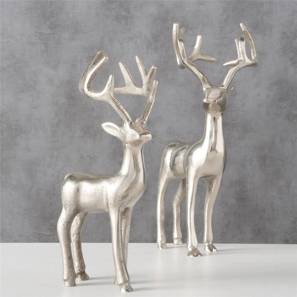 BOLTZE Dekofigur Hirsch Thielo Silber stehend 2er Set, Weihnachtsdekoration günstig online kaufen