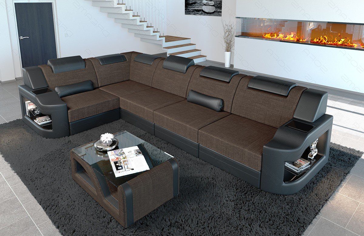 Form Bettfunktion Strukturstoff Padua Dreams Sofa braun-schwarz Stoffsofa, Design H mit Polster L Stoff Ecksofa wahlweise Couch Sofa