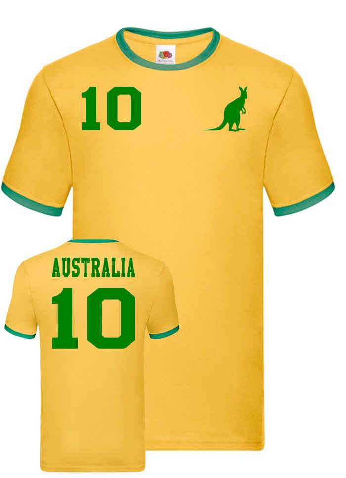 Blondie & Brownie T-Shirt Herren Australien Sport Trikot Fußball Weltmeister Meister WM Mit Kontrastnaht