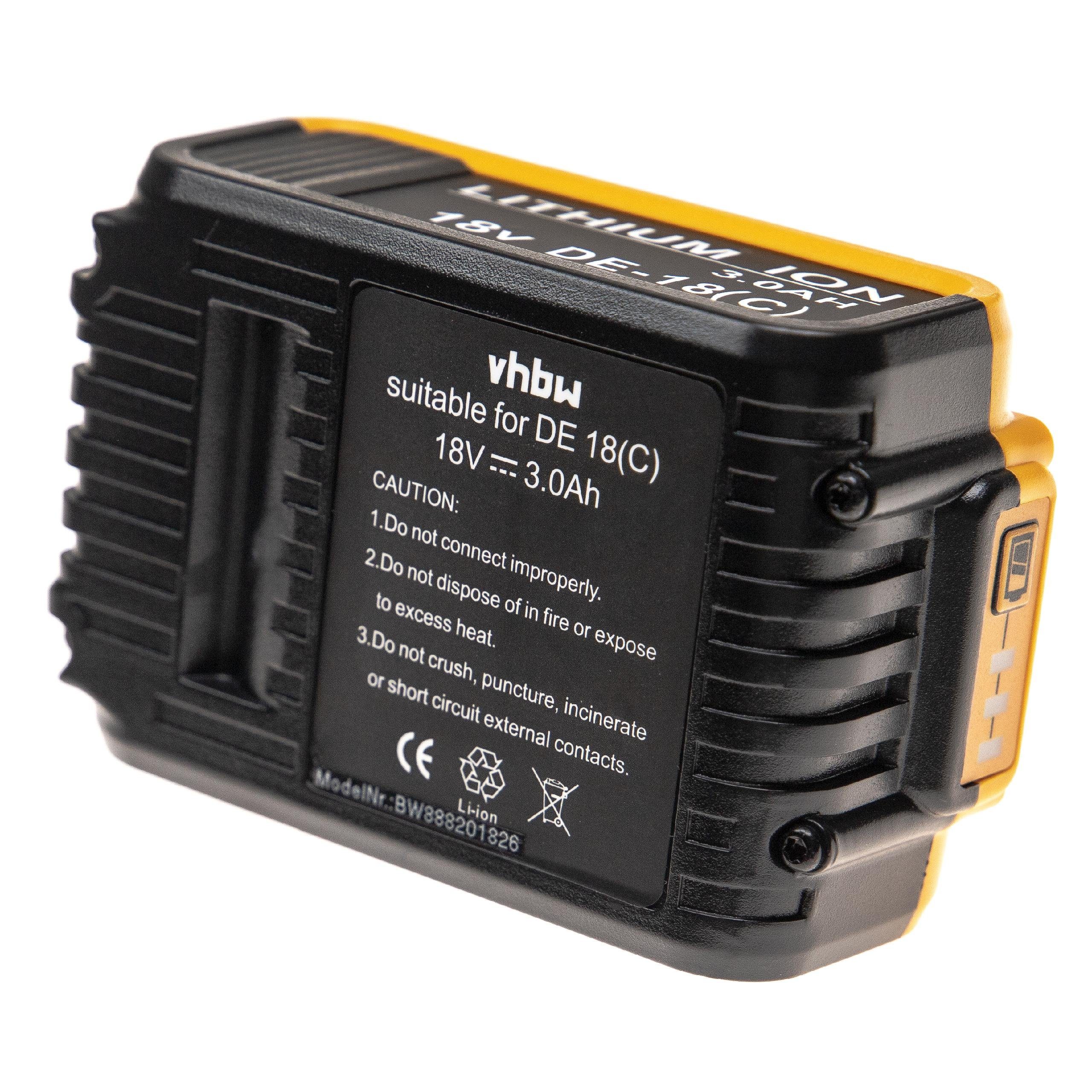 vhbw Ersatz für Dewalt DCB201, DCB201-2, DCB203, DCB204, DCB205, DCB206 für Akku Li-Ion 3000 mAh (18 V)