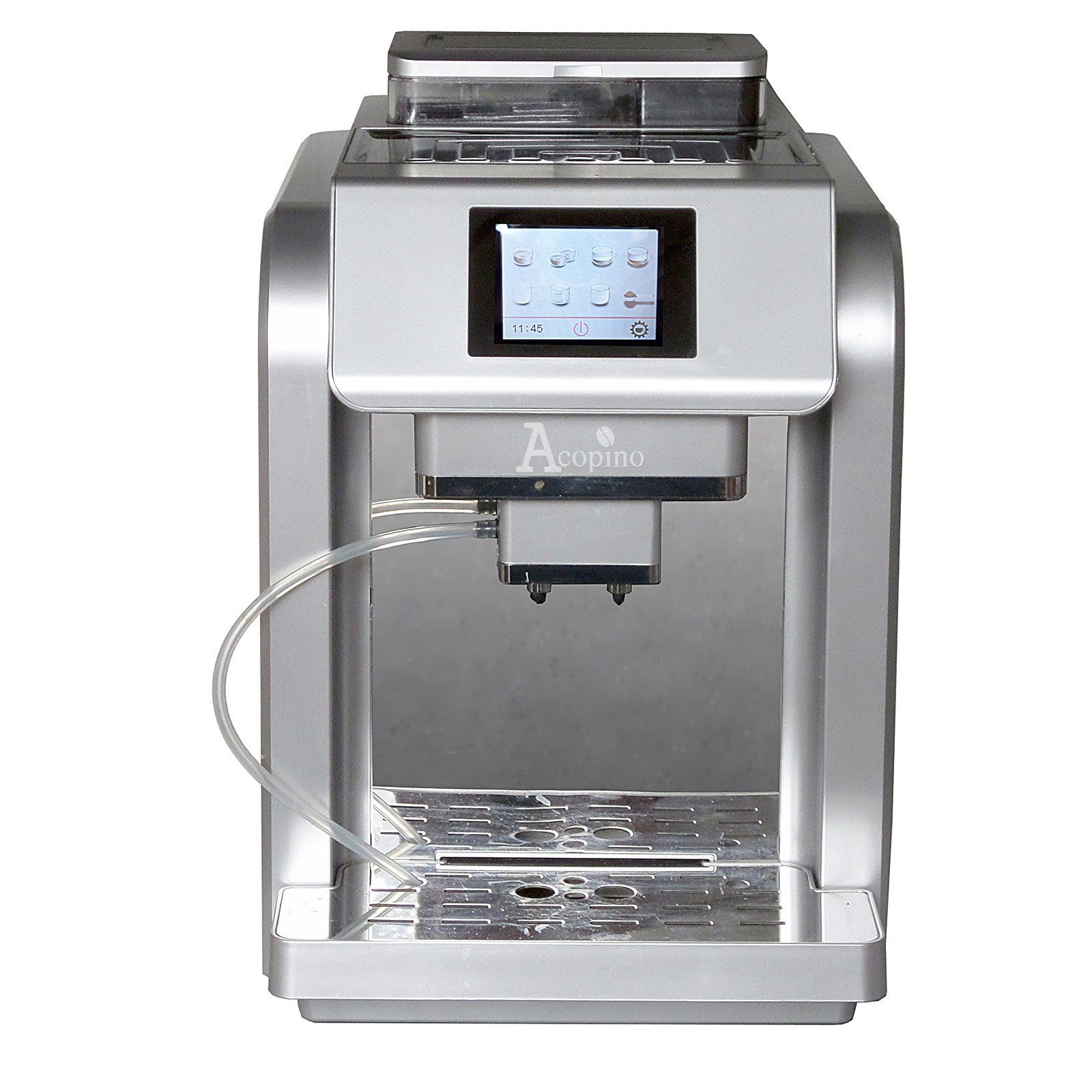 Acopino Kaffeevollautomat Monza One Touch, durch Kaffeeherstellung einfache Silber One-Touch-Bedienung Besonders