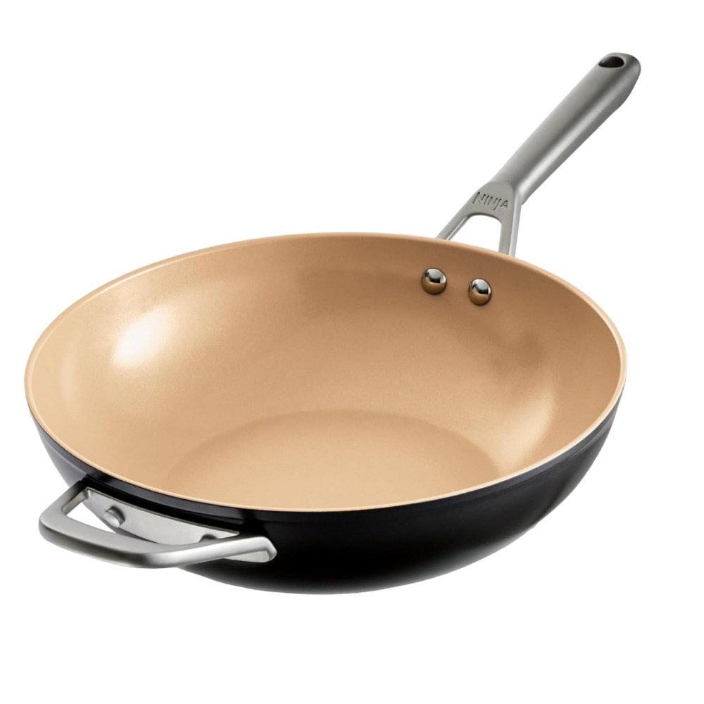 NINJA Bratpfanne CW90928DE Extended Life 28 cm - Keramik-Wok - grau/orange, Aluminium