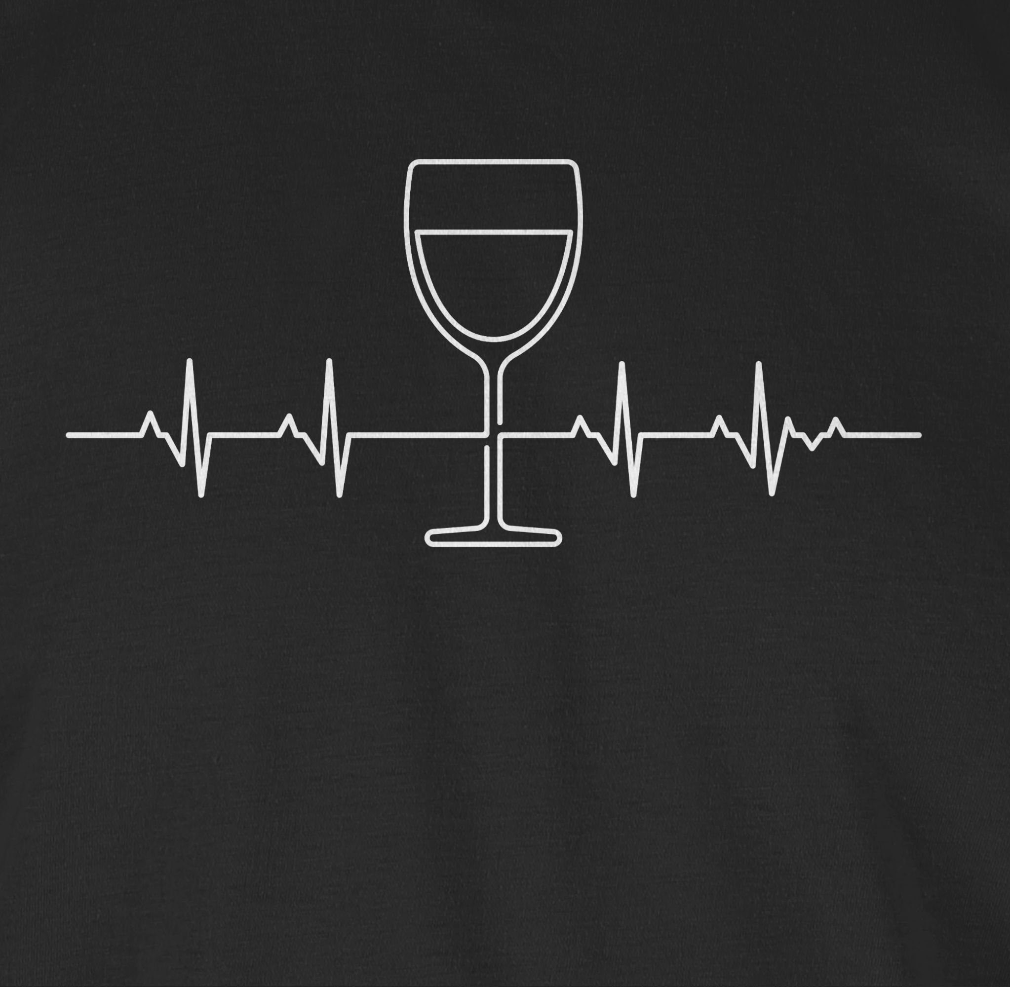 Herzschlag Zeichen Weinliebhaber Wein Vino und 02 Shirtracer Symbol Schwarz T-Shirt Outfit