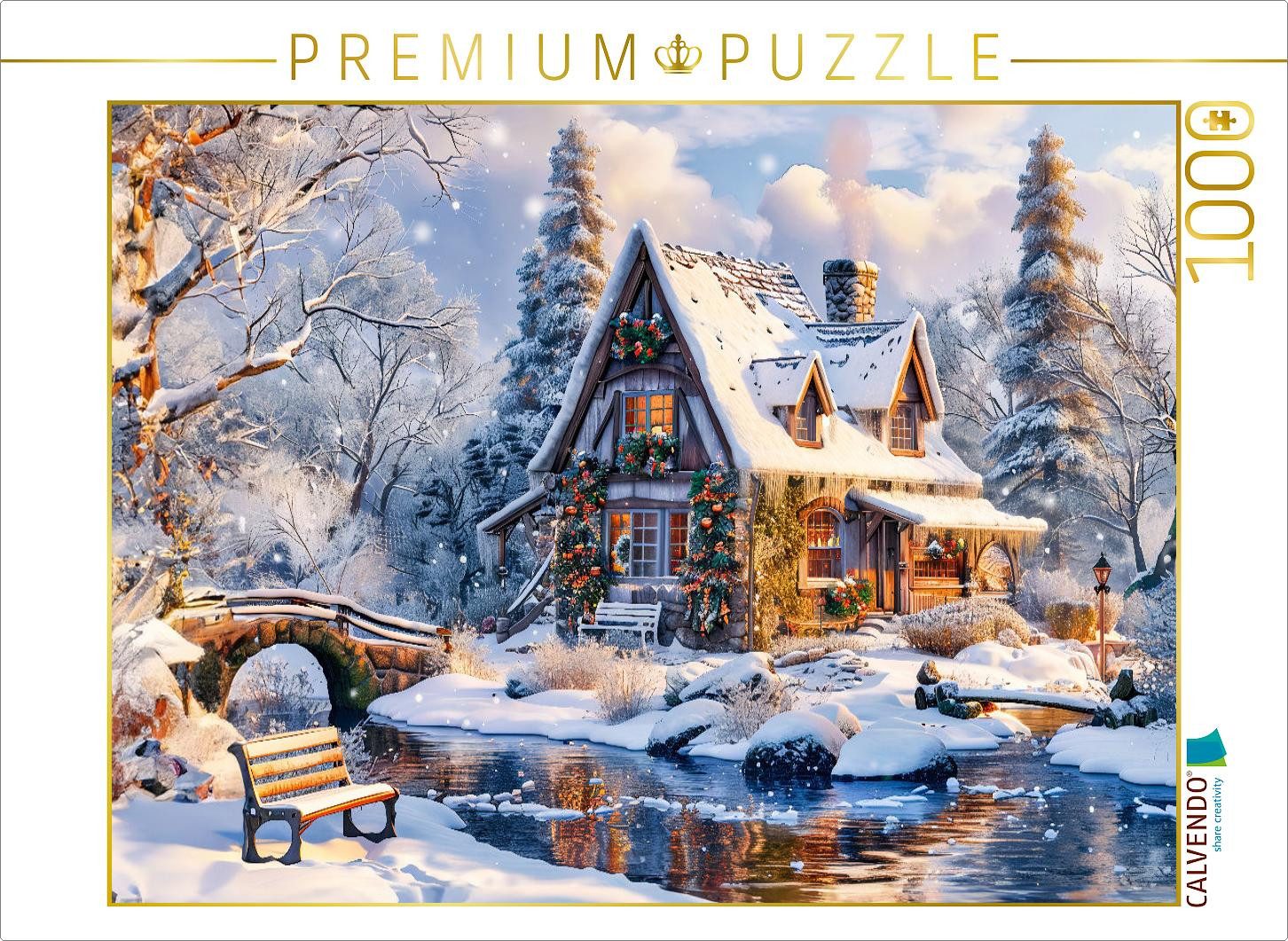 CALVENDO Puzzle CALVENDO Puzzle Cottage Haus am Wasser zur Weihnachtszeit, günstig online kaufen