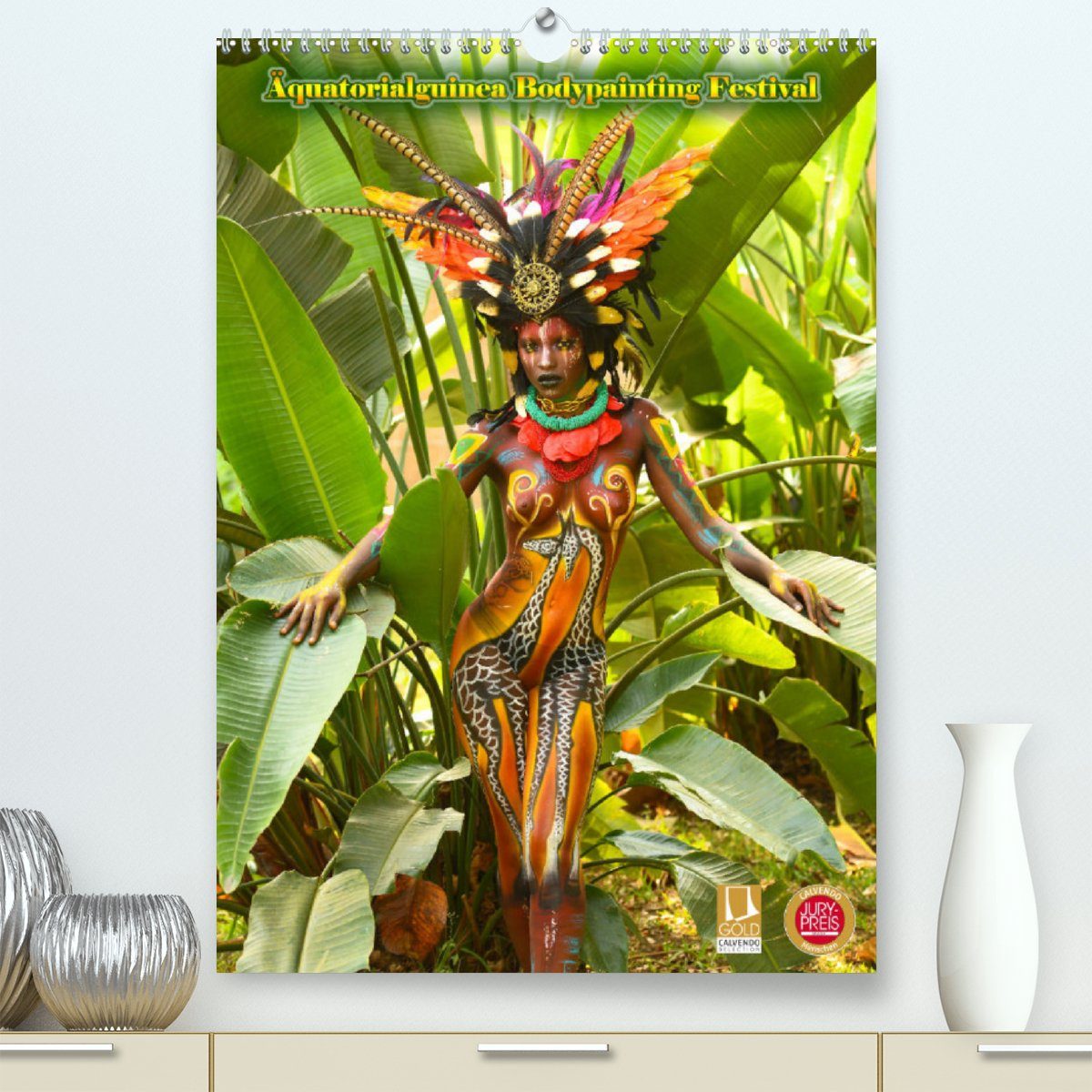 CALVENDO Wandkalender Äquatorialguinea Bodypainting Festival (Premium, hochwertiger DIN A2 Wandkalender 2023, Kunstdruck in Hochglanz)