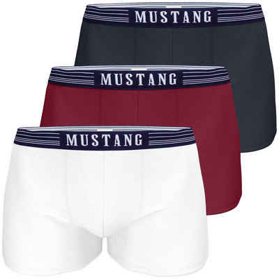 MUSTANG Boxershorts Herren Retro Vintage (Spar-Set, 3-St., 3er-Pack) 1 x navy, 1 x weiß, 1 x rot