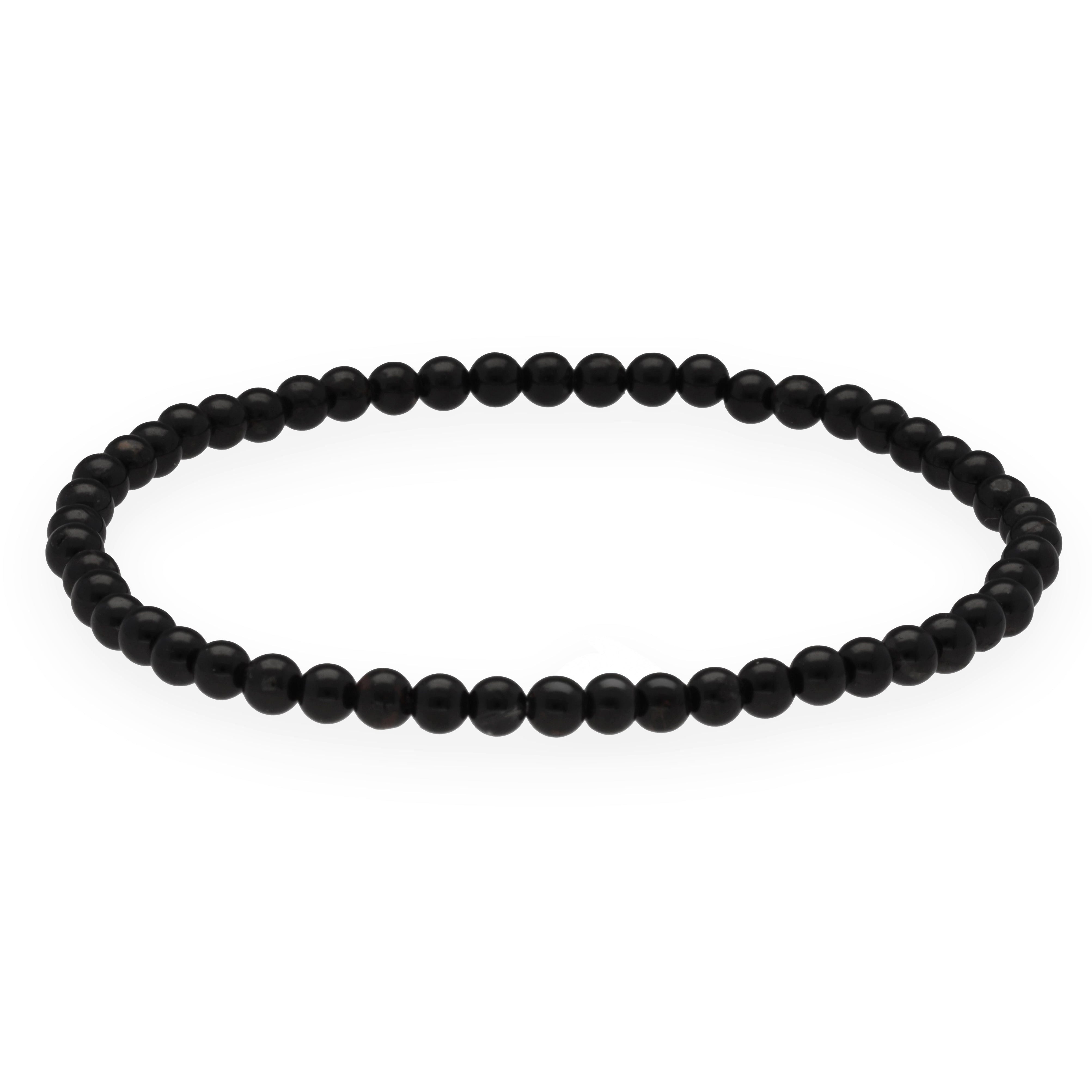 Lebensquelle Plus Armband Turmalin, schwarz (Schörl) Mini-Kugelarmband, 4 mm