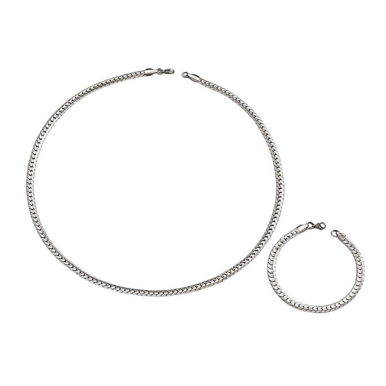 Schmuckset Herren Halskette & Armband aus Edelstahl Silber 2er Set