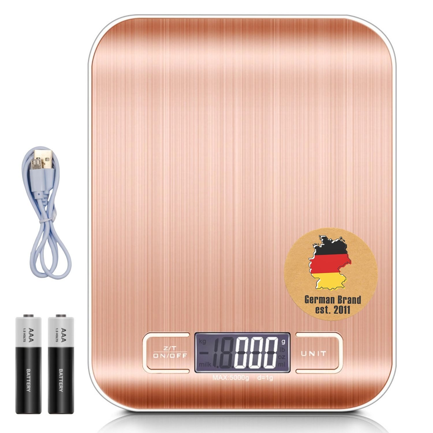 Intirilife Küchenwaage Küchenwaagen, (1-tlg), Küchenwaage mit LCD Display und TARA Funktion Präzise Digitalwaage 5kg