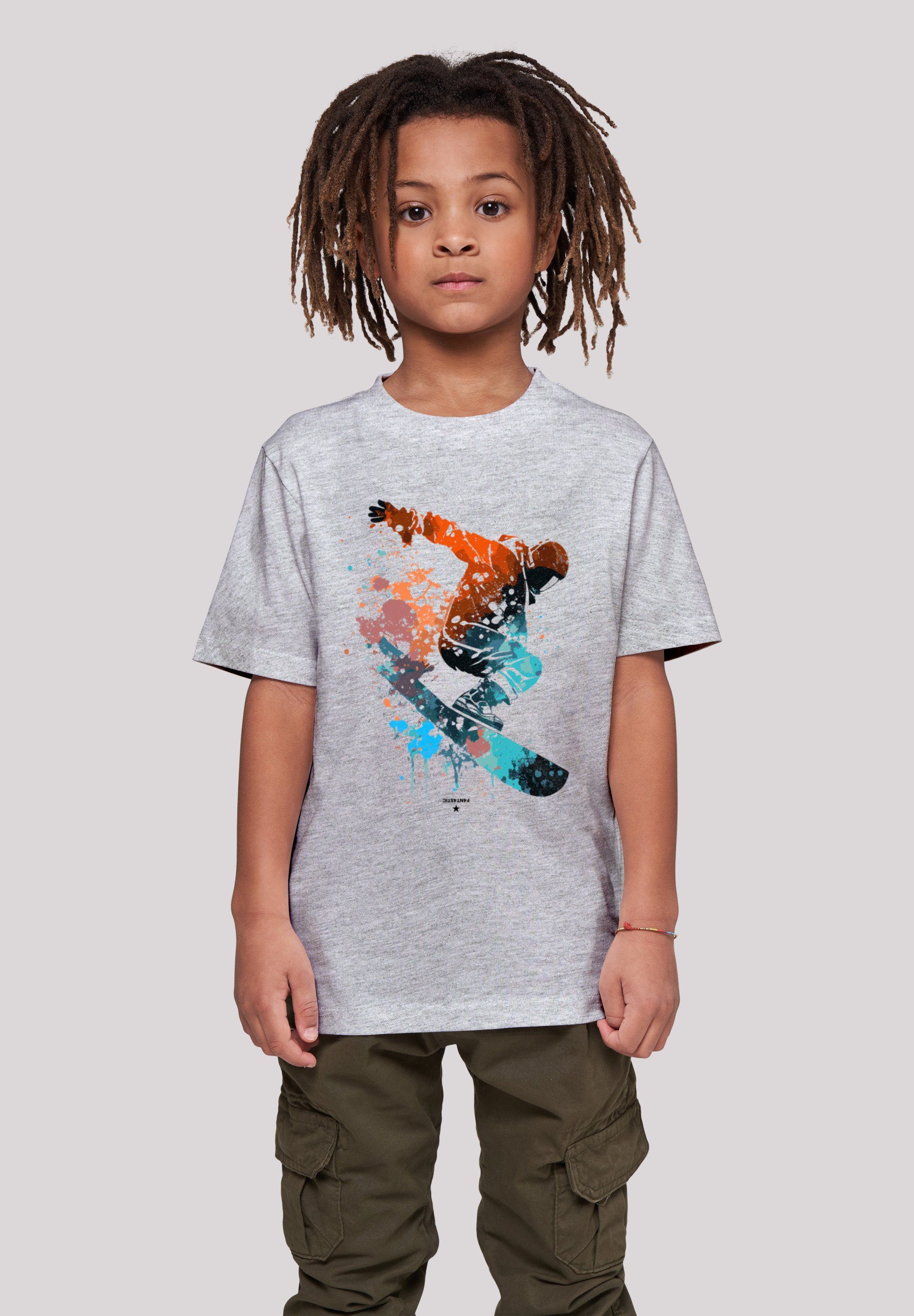F4NT4STIC heather T-Shirt Snowboarder Print grey