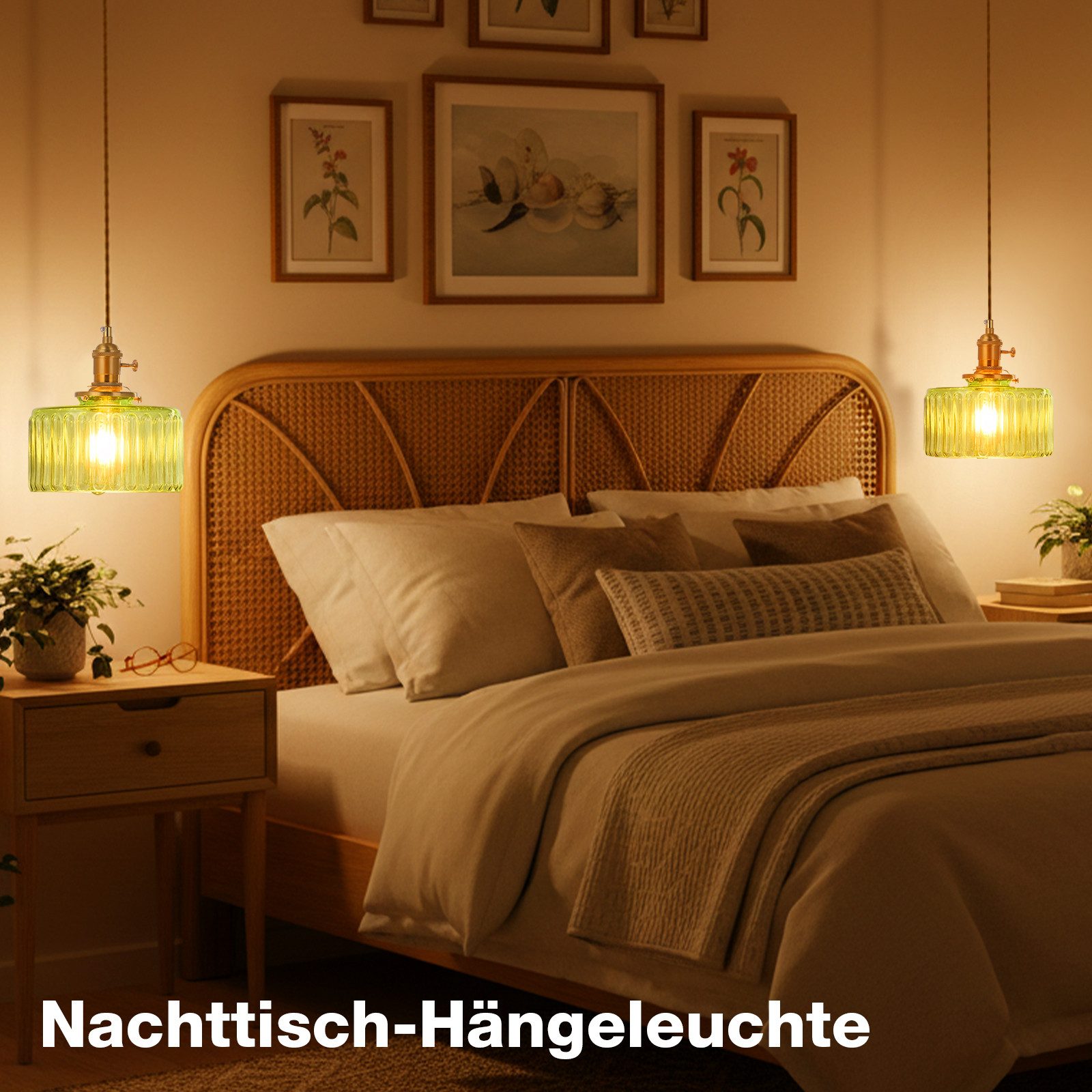 Sunicol Pendelleuchte LED Glas Hängelampe höhenverstellbar, Vintage, Warmweiße, LED wechselbar, Hängeleuchte mit E27 Fassung und Glühbirne für Esstisch