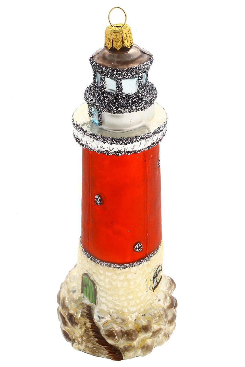- Leuchtturm, - Hamburger handdekoriert Dekohänger mundgeblasen Christbaumschmuck Weihnachtskontor