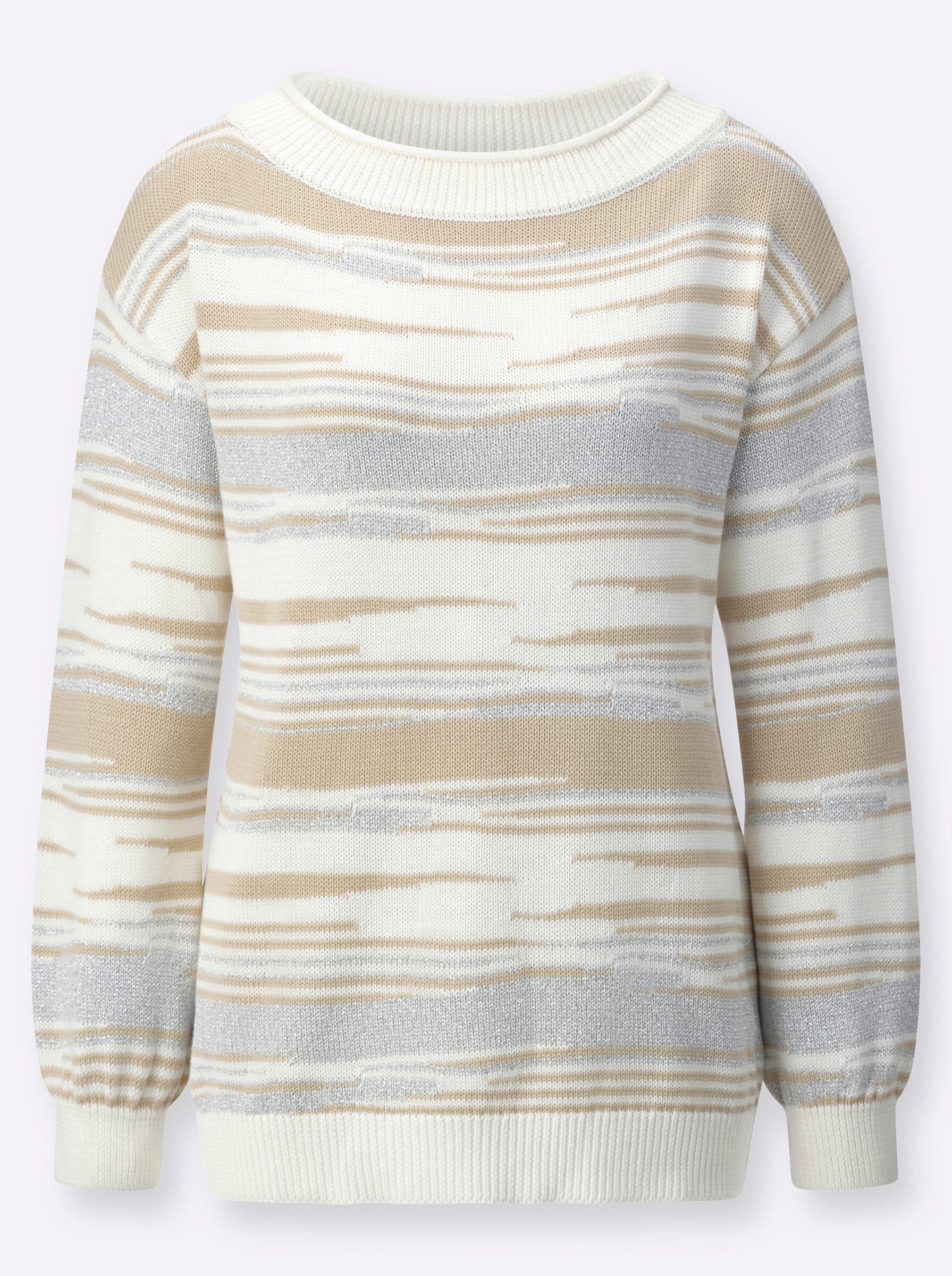 Strickpullover Pullover Langarm Jersey, Materialmix