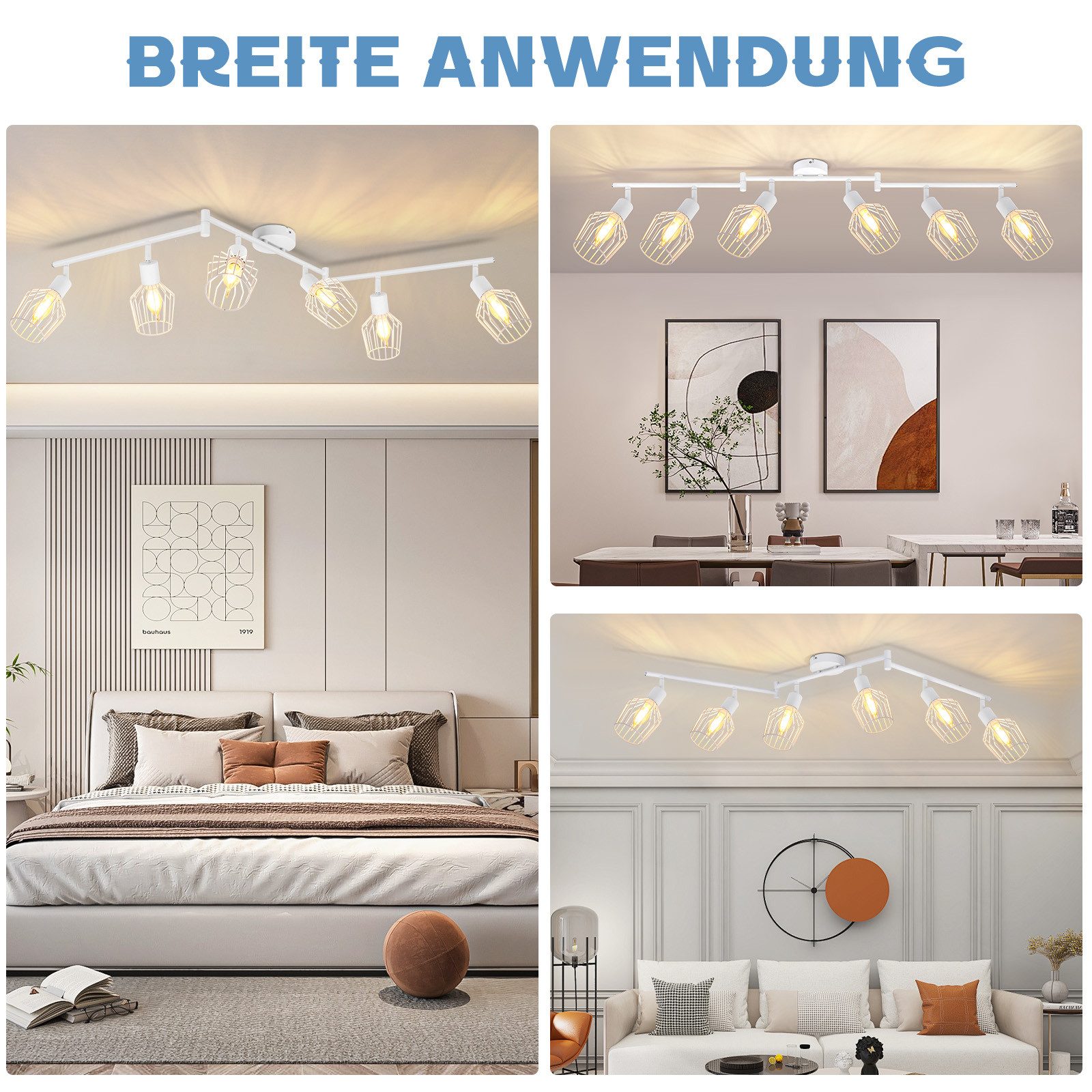 ZMH Deckenleuchte 6 Flammig E14 Deckenstrahler Retro Drehbar 350° für Flur günstig online kaufen