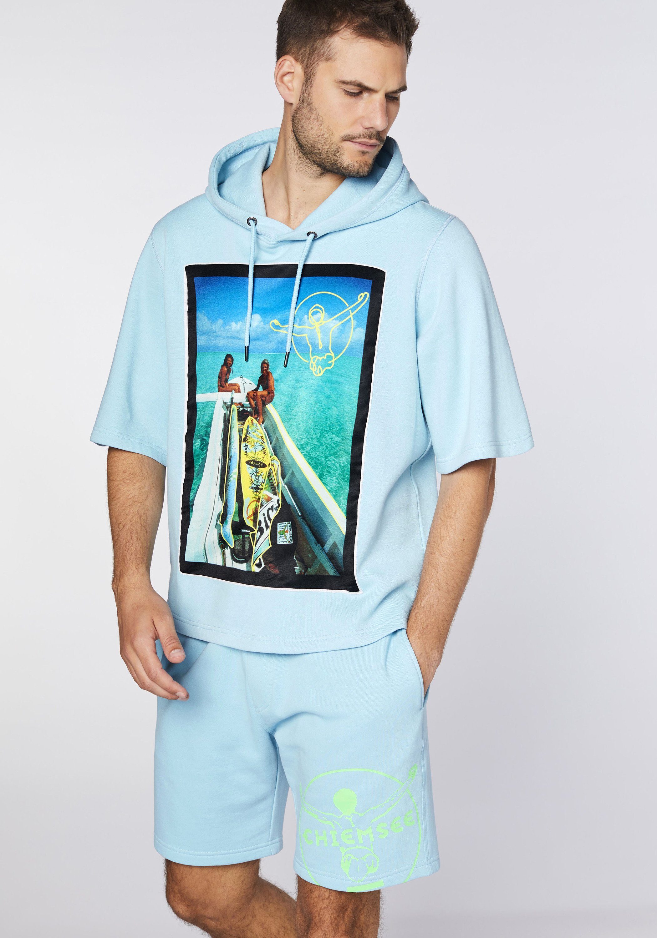 Sky Chiemsee Blue Kurzarm-Hoodie Kapuzensweatshirt