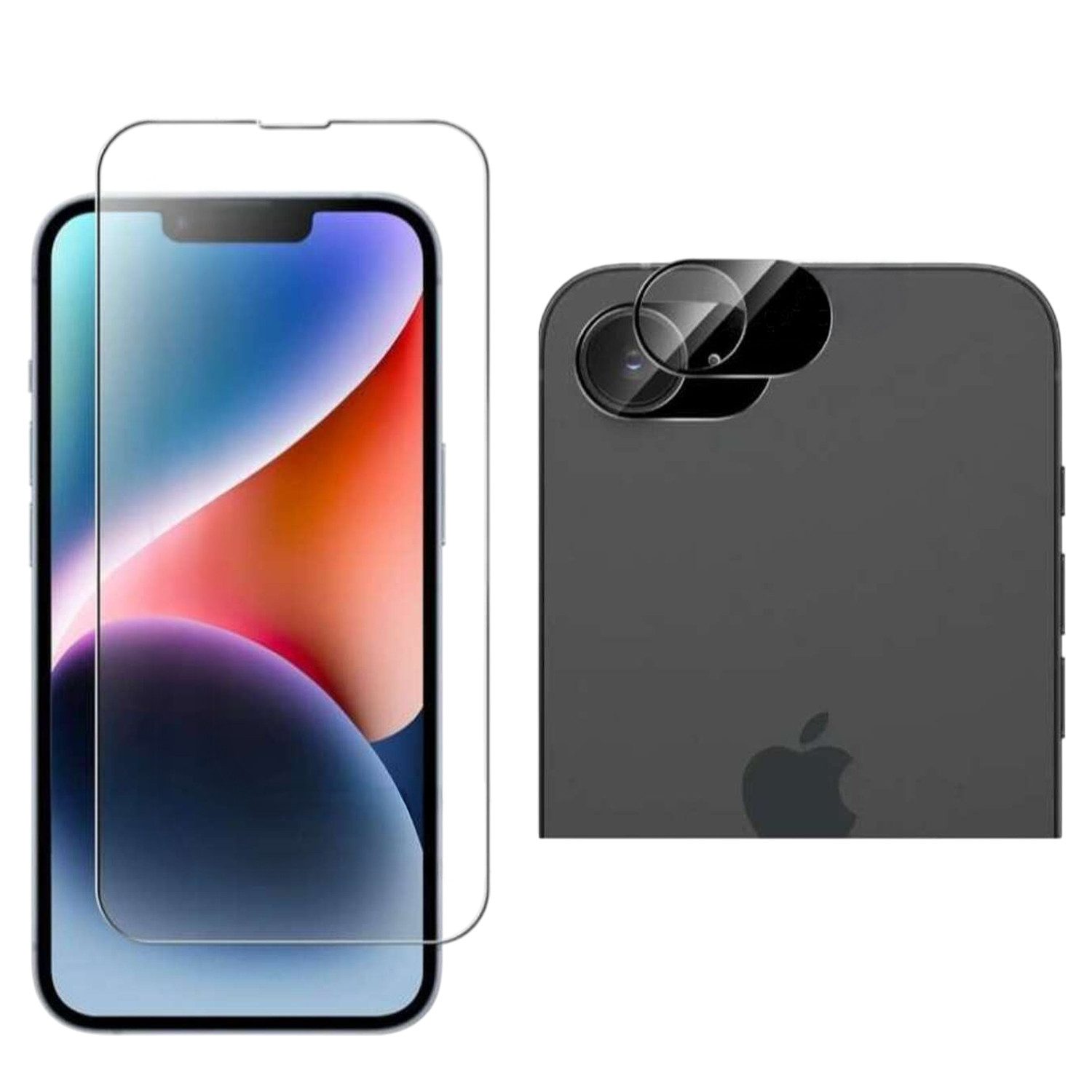 CLM-Tech Displayschutzglas 1X Schutzfolie für iPhone 16e Panzerfolie 1X Kameraschutz für iPhone 16e, 2er Set Kameraglas Panzerglas Displayschutz 9H Glas Folie, 2 Stück, Anti-Fingerabdruck und blasenfrei Anbringung