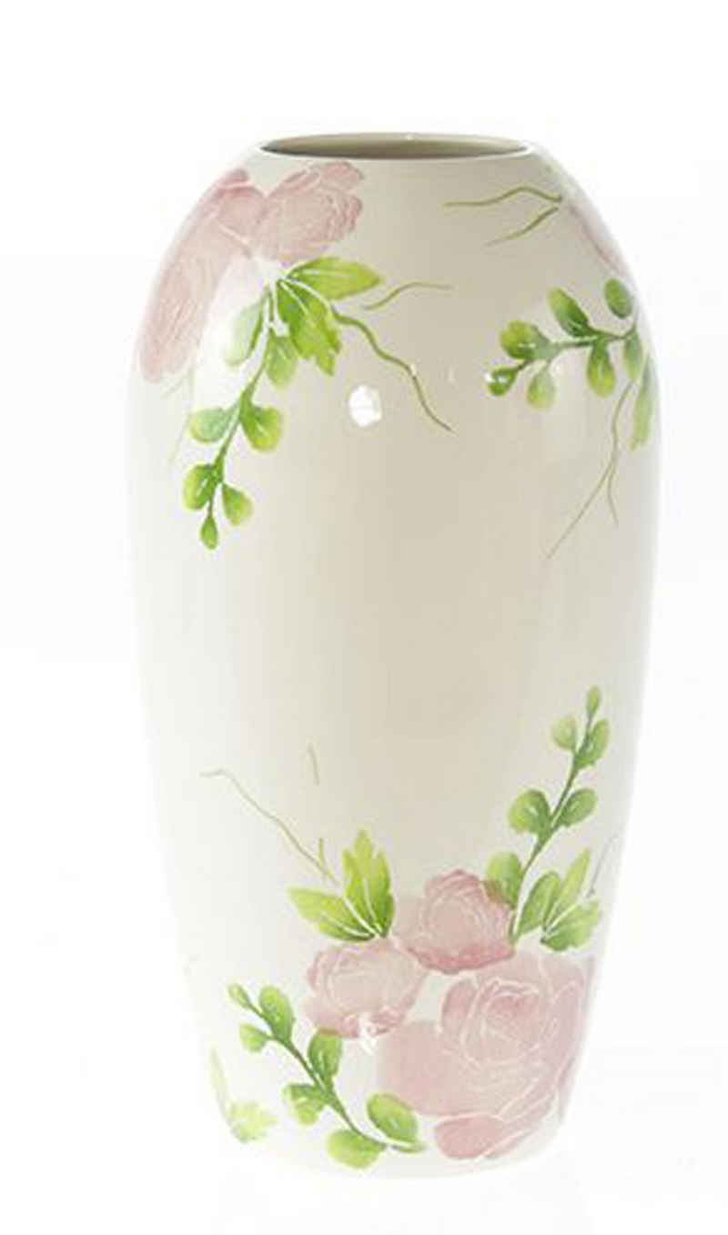 Goldbach Tischvase Keramik Vase Rosendesign Ø 14 x 30 cm, rosa Vintage (1 St)