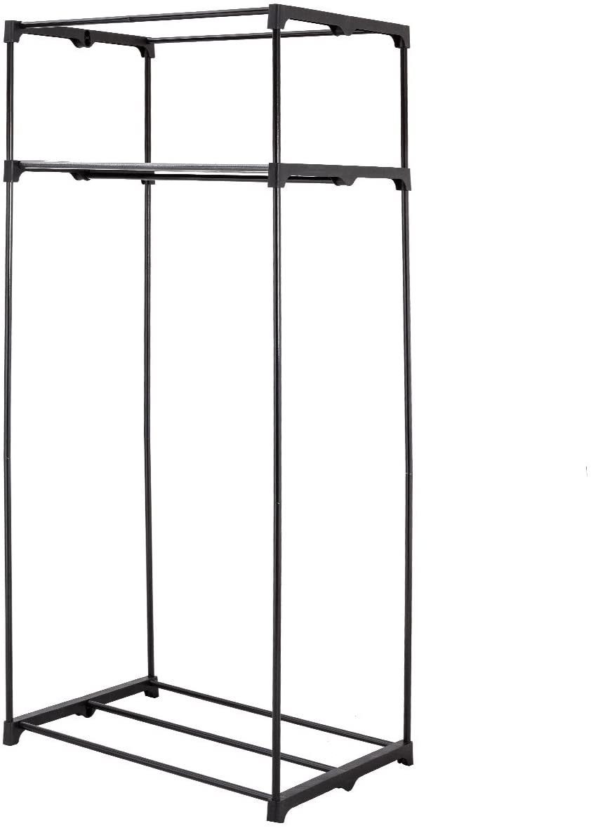 COSTWAY Stoffschrank Keiderschrank mit 172x74x50cm Kleiderstange, schwarz