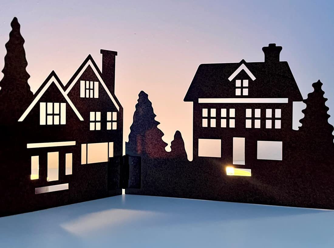 LB H&F Lilienburg Weihnachtshaus Haus Weihnachten Weihnachtshaus Lichthaus Deko Advent Fensterdeko, Winterhaus Dekoration Tisch Winter Weihnachtsdeko Licht Beleuchtung