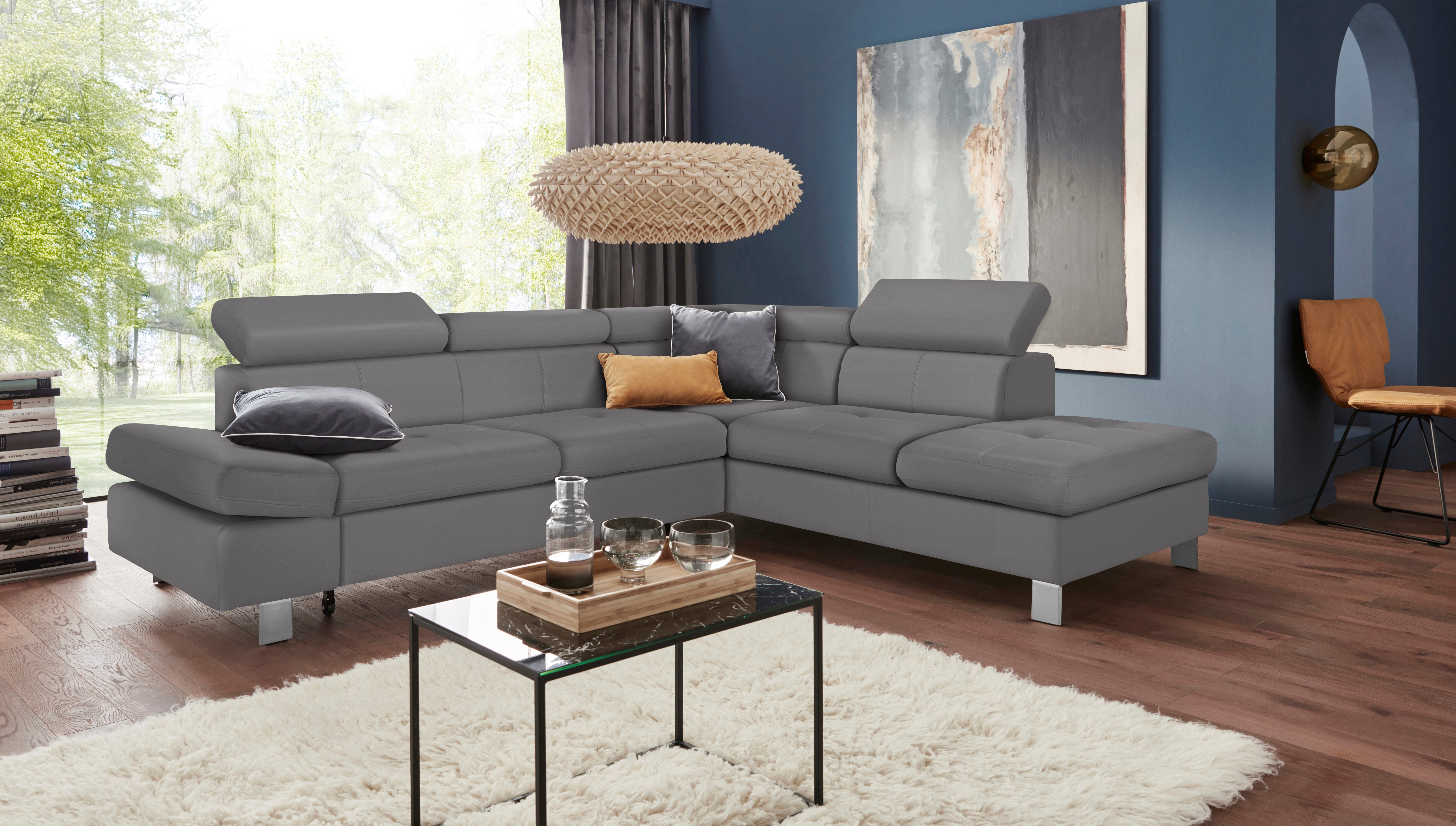 exxpo - sofa fashion Ecksofa Fiji, bequem, inkl. Arm- & Kopfteilverstellung, Breite 272cm, L-Form, mit Kopf- bzw. Rückenverstellung, wahlweise mit Bettfunktion