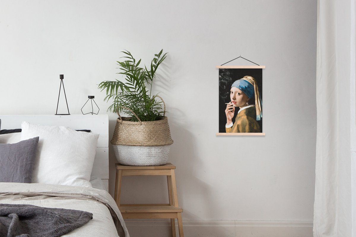 MuchoWow (1 Poster Vermeer für Perlenohrring Posterleiste, Zigaretten, Textilposter Johannes Bilderleiste, Mädchen St), - - mit Wohnzimmer, Magnetisch
