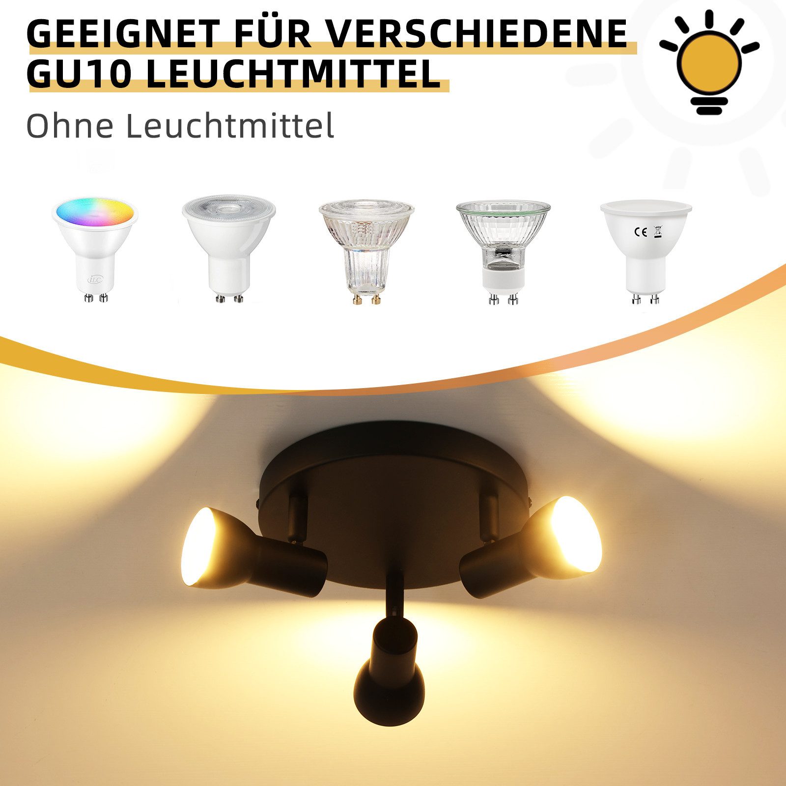 Nettlife Deckenstrahler Schwarz Innen GU10 Deckenleuchte günstig online kaufen