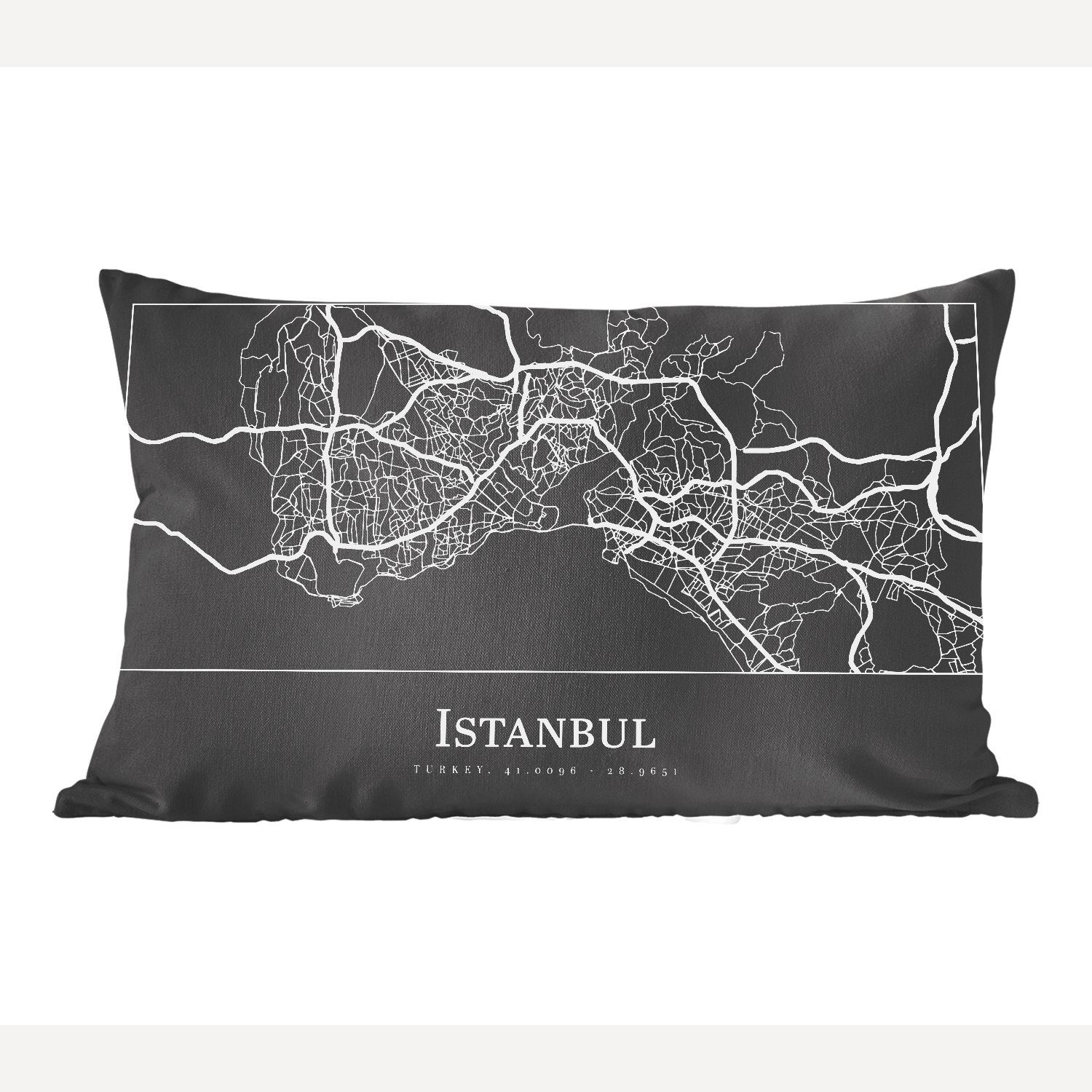 Stadtplan Schlafzimmer Dekokissen Karte, Dekokissen Zierkissen, MuchoWow - Istanbul - mit Dekoration, Füllung, Wohzimmer