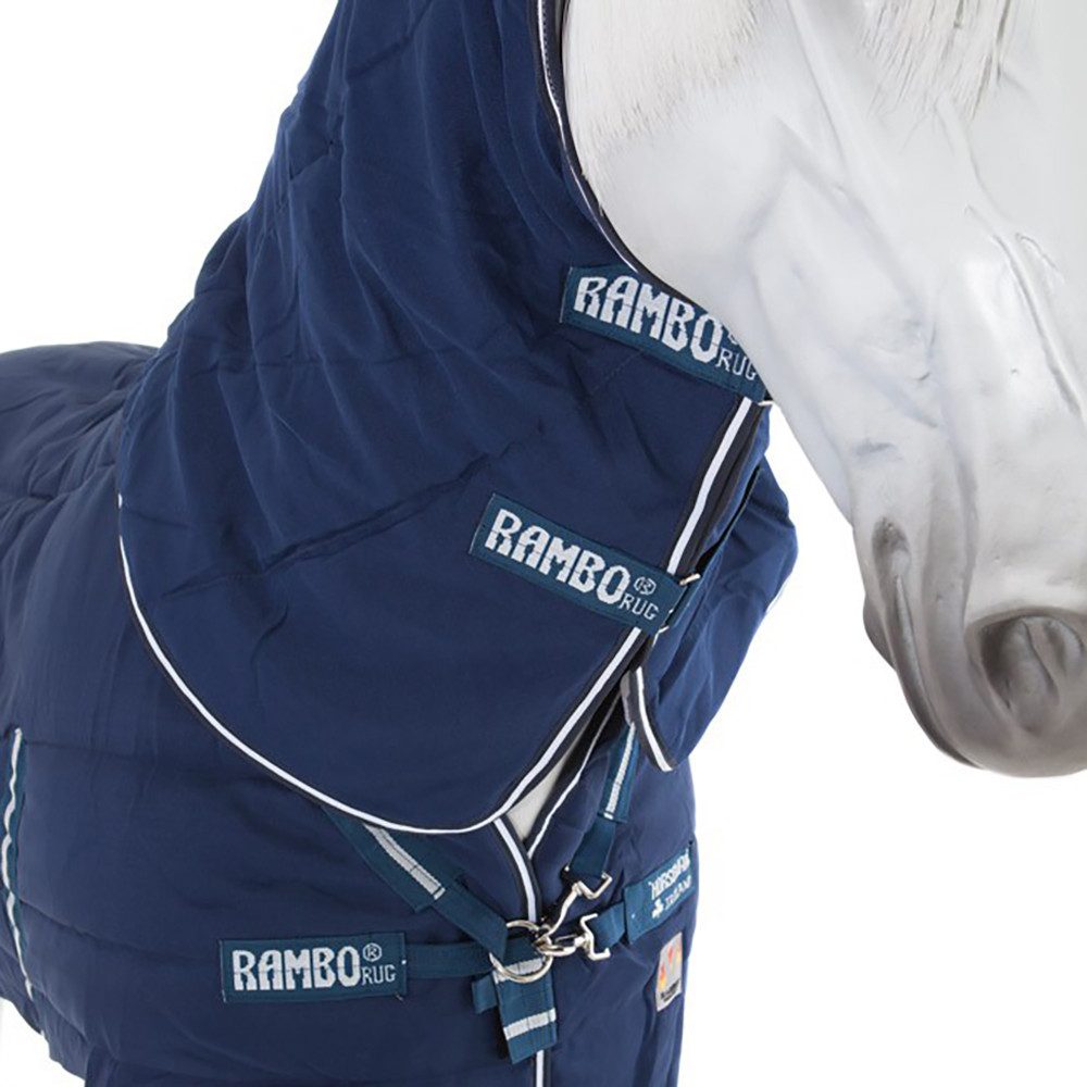 Horseware Pferde-Stalldecke Horseware Rambo Stable Plus mit Vari Layer 450g - Navy & white