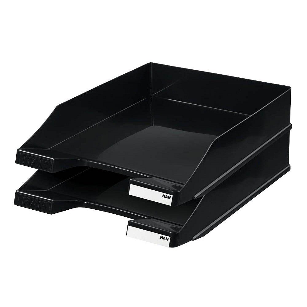 HAN Briefablage HAN Briefablage schwarz C4 2St. (Packung, 2-St., 2 teilig), Antistatisch, schwer metalldosiert, aus Polystyrol