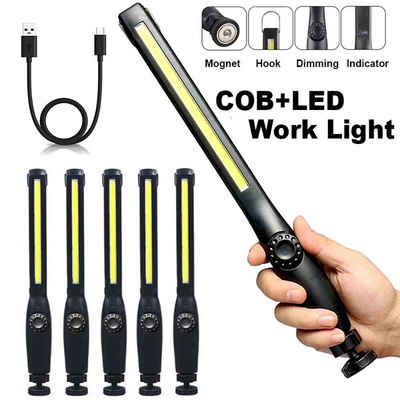 BlingBin Arbeitsleuchte COB LED KFZ Akku Werkstattlampe Handlampe Stablampe Magnet, USB-Ladefunktion, LED fest integriert, cob Flutlicht, Schwenkbar, Tragbar, Wiederaufladbar