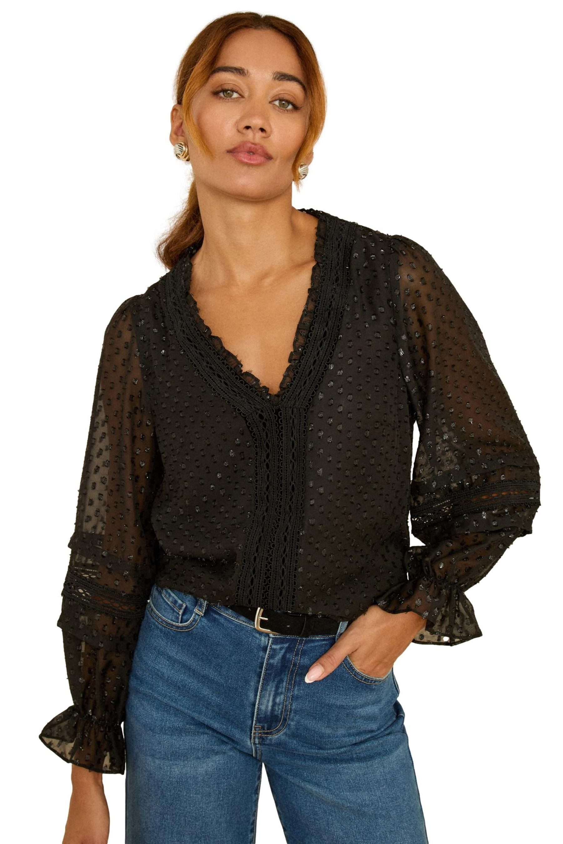 Love & Roses Langarmbluse Love & Roses Samtbluse mit Metallic-Look, Regular günstig online kaufen