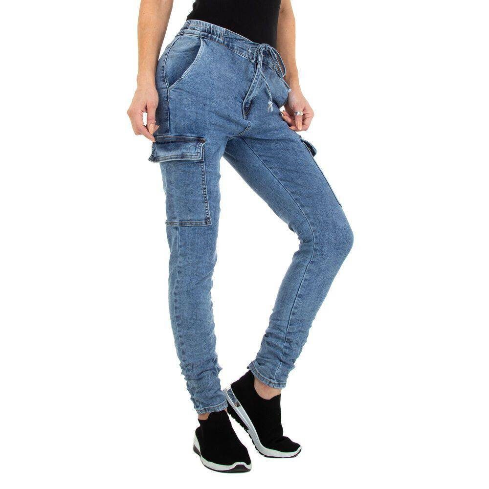 Ital-Design Blau Fit Relax-fit-Jeans Freizeit Relaxed Damen Jeansstoff in Stretch Jeans