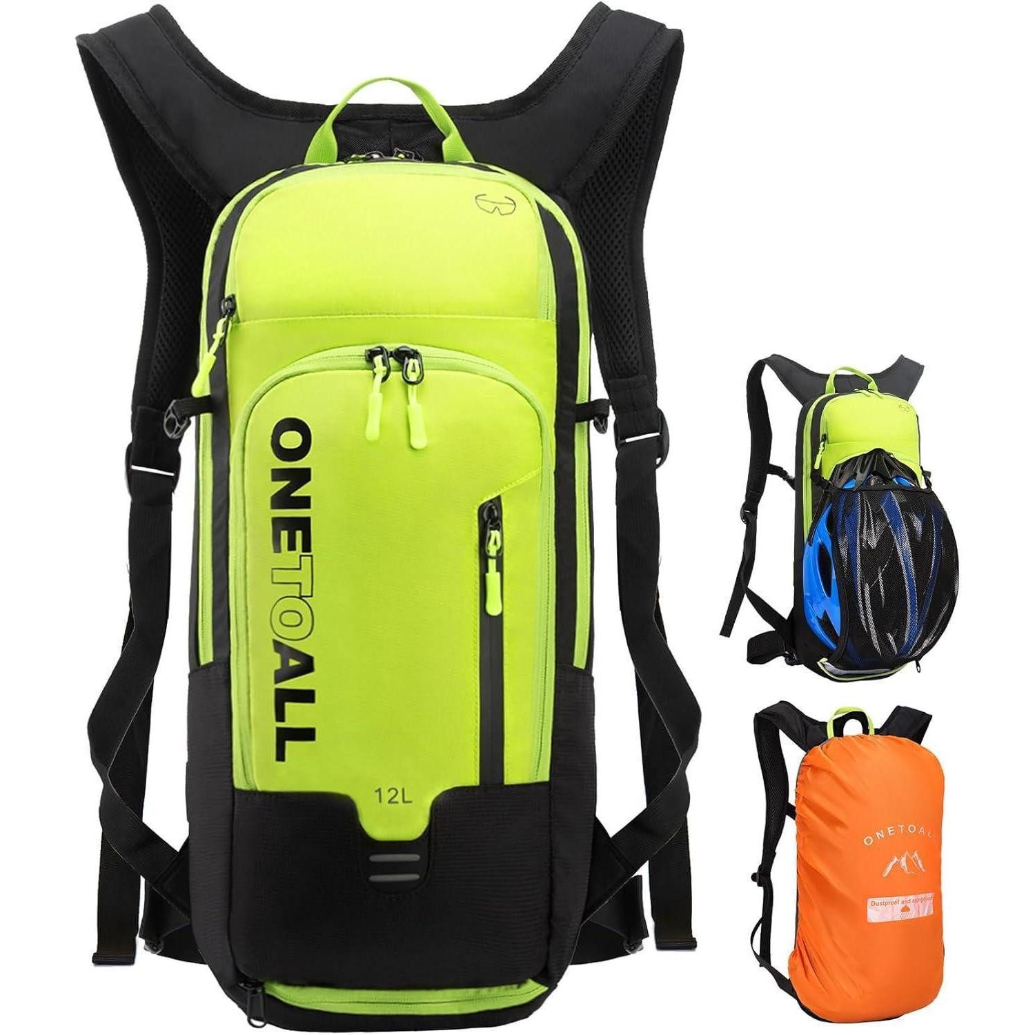 Fahrradrucksack Fahrradrucksack Trinkrucksack Wanderrucksack Grün 12l mit Regenschutz